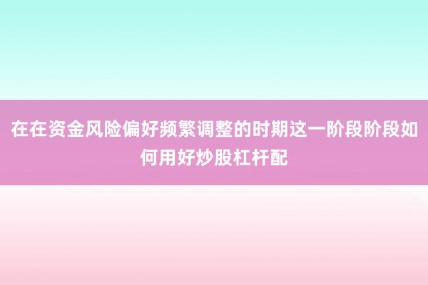 在在资金风险偏好频繁调整的时期这一阶段阶段如何用好炒股杠杆配