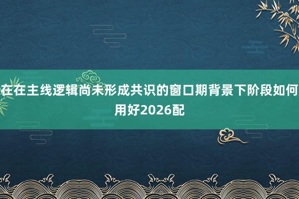 在在主线逻辑尚未形成共识的窗口期背景下阶段如何用好2026配